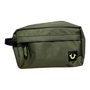 True Religion Toiletry Bag Mens Green Aldis Horseshoe Logo Grooming Dopp Kit